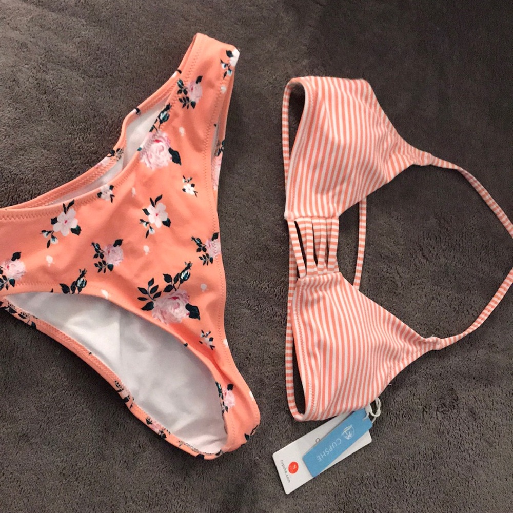 Coral floral bathing suit from CupShe